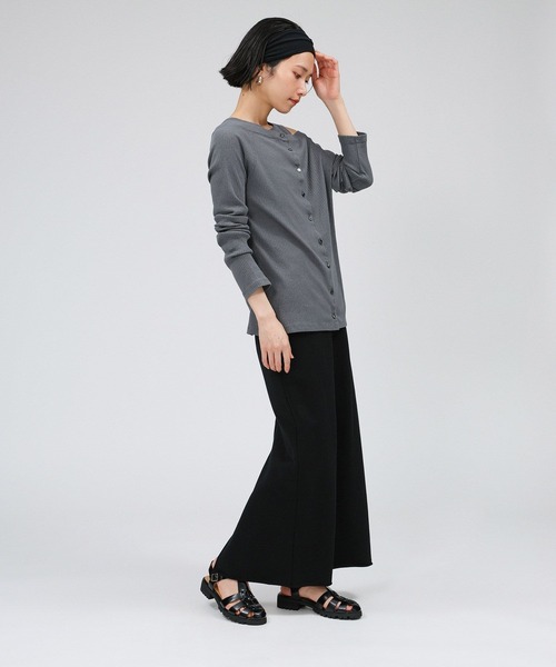 BABYLONE（バビロン）の「ヴィンテージライトリブカーディガン（カーディガン/ボレロ・レディース・チャコール/サンドベージュ/ブラック・フリー）」の13枚目の写真