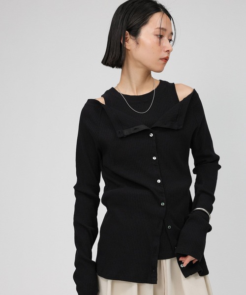 BABYLONE（バビロン）の「ヴィンテージライトリブカーディガン（カーディガン/ボレロ・レディース・チャコール/サンドベージュ/ブラック・フリー）」の16枚目の写真