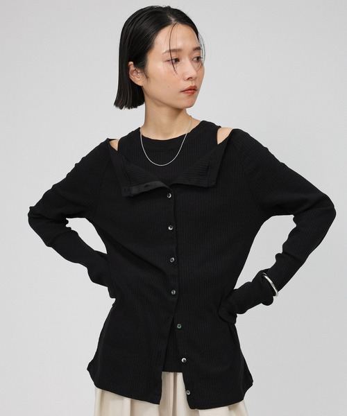 BABYLONE（バビロン）の「ヴィンテージライトリブカーディガン（カーディガン/ボレロ・レディース・チャコール/サンドベージュ/ブラック・フリー）」の17枚目の写真