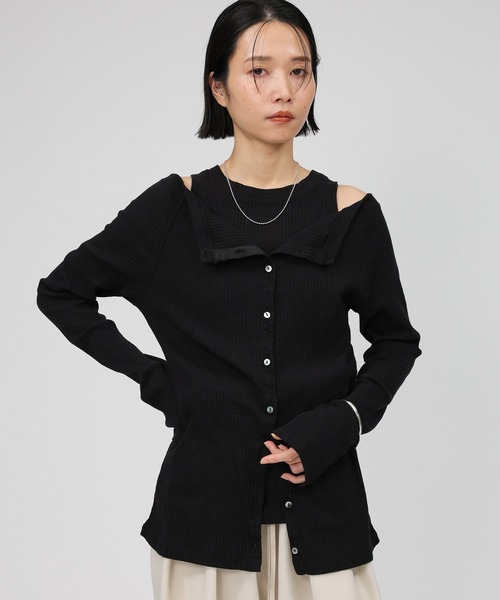 BABYLONE（バビロン）の「ヴィンテージライトリブカーディガン（カーディガン/ボレロ・レディース・チャコール/サンドベージュ/ブラック・フリー）」の18枚目の写真