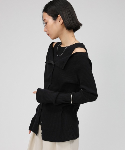 BABYLONE（バビロン）の「ヴィンテージライトリブカーディガン（カーディガン/ボレロ・レディース・チャコール/サンドベージュ/ブラック・フリー）」の19枚目の写真