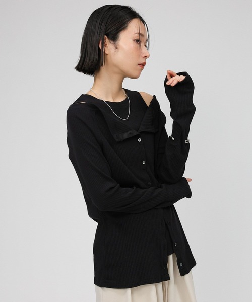 BABYLONE（バビロン）の「ヴィンテージライトリブカーディガン（カーディガン/ボレロ・レディース・チャコール/サンドベージュ/ブラック・フリー）」の20枚目の写真