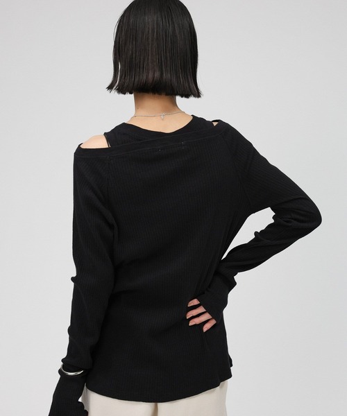 BABYLONE（バビロン）の「ヴィンテージライトリブカーディガン（カーディガン/ボレロ・レディース・チャコール/サンドベージュ/ブラック・フリー）」の22枚目の写真