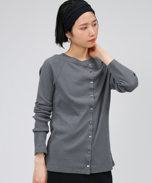 BABYLONE（バビロン）の「ヴィンテージライトリブカーディガン（カーディガン/ボレロ・レディース・チャコール/サンドベージュ/ブラック・フリー）」の8枚目の写真