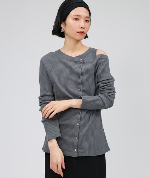 BABYLONE（バビロン）の「ヴィンテージライトリブカーディガン（カーディガン/ボレロ・レディース・チャコール/サンドベージュ/ブラック・フリー）」の9枚目の写真