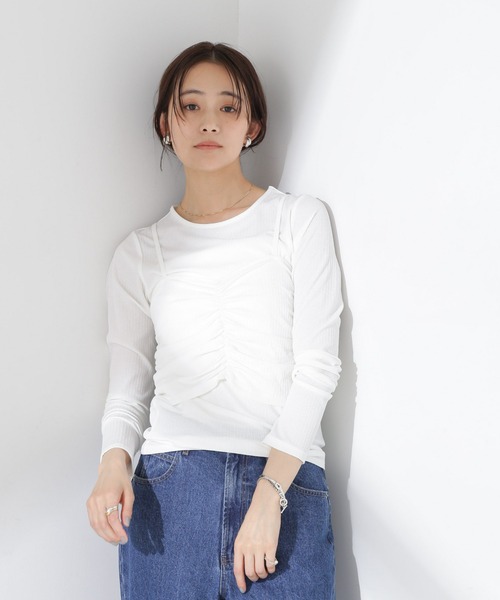 NANO universe(ナノユニバース)の「シャーリングビスチェセットカットトップス(Tシャツ/カットソー・レディース・ブラウン/アイボリー/ブラック・FREE)」の18枚目の写真