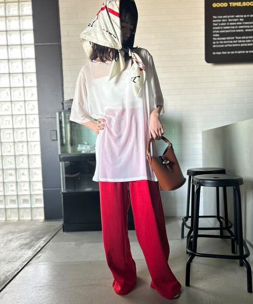Kotoe(コトエ)の「【UNISEX】 カラー タック ワイドパンツ (ロング丈)(スウェットパンツ・レディース・グリーン/レッド/ブラック・FREE)」の11枚目の写真