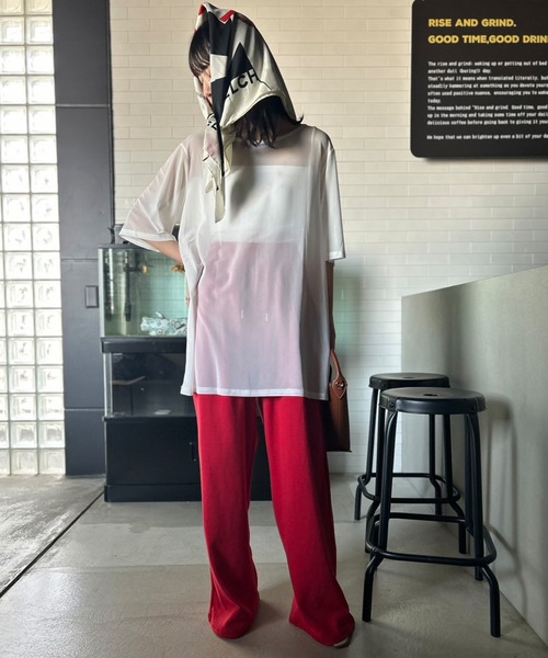 Kotoe(コトエ)の「【UNISEX】 カラー タック ワイドパンツ (ロング丈)(スウェットパンツ・レディース・グリーン/レッド/ブラック・FREE)」の12枚目の写真