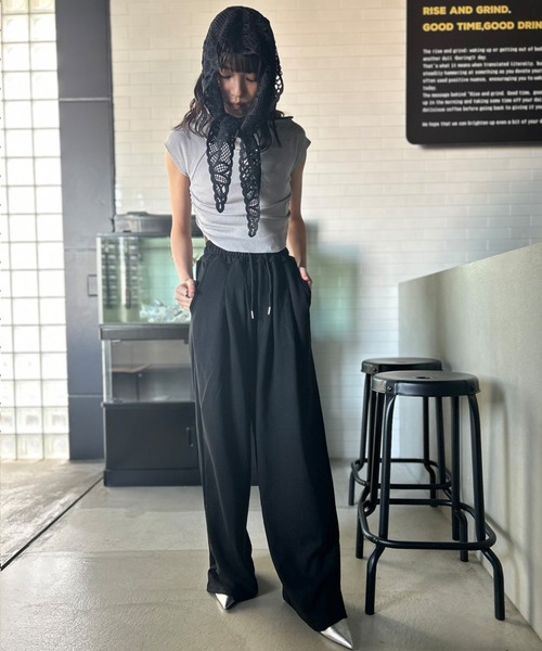 スウェットタックワイドパンツ セール】【UNISEX】 カラー タック ワイドパンツ（スウェット
