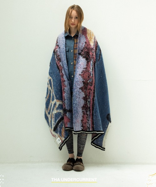 STOF(ストフ)の「STOF/ストフ/STAR MOHAIR KNIT BLANKET(ストール/ショール・メンズ・ブラック/ブルー・FREE)」の5枚目の写真