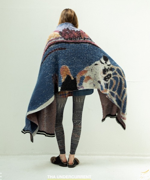 STOF(ストフ)の「STOF/ストフ/STAR MOHAIR KNIT BLANKET(ストール/ショール・メンズ・ブラック/ブルー・FREE)」の7枚目の写真