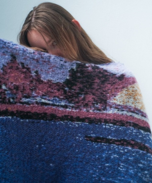 STOF(ストフ)の「STOF/ストフ/STAR MOHAIR KNIT BLANKET(ストール/ショール・メンズ・ブラック/ブルー・FREE)」の3枚目の写真