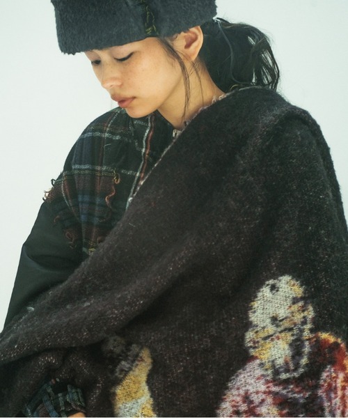 STOF(ストフ)の「STOF/ストフ/STAR MOHAIR KNIT BLANKET(ストール/ショール・メンズ・ブラック/ブルー・FREE)」の4枚目の写真