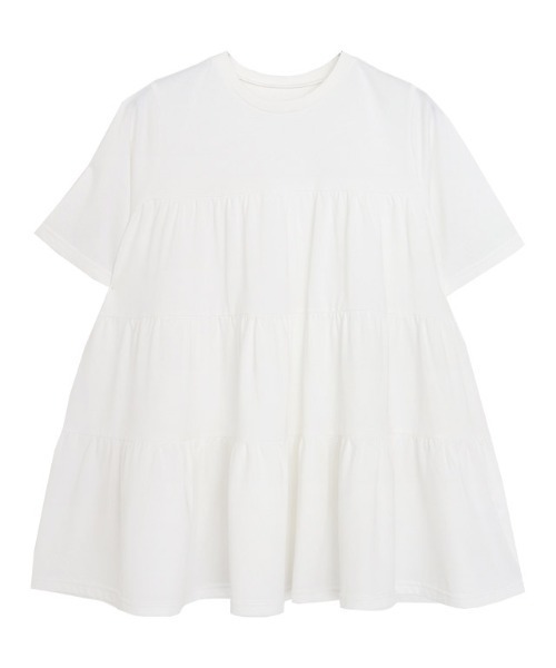 Pierrot(ピエロ)の「イージーケアティアード半袖Tシャツ(Tシャツ/カットソー・レディース・チャコール/ネイビー/ブラック/オフホワイト・PM/M/L)」の18枚目の写真