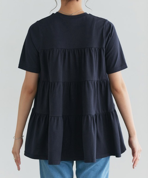 Pierrot(ピエロ)の「イージーケアティアード半袖Tシャツ(Tシャツ/カットソー・レディース・チャコール/ネイビー/ブラック/オフホワイト・PM/M/L)」の11枚目の写真