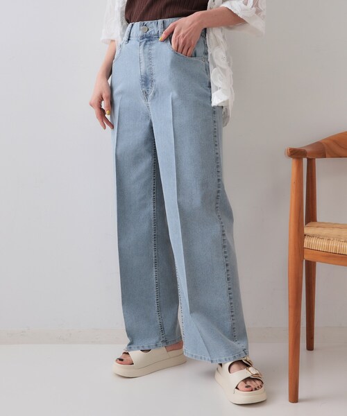 ok.soon ライトブルーデニム ワイドパンツ ok.soon ワイドレッグデニム ライトブルー - メルカリ