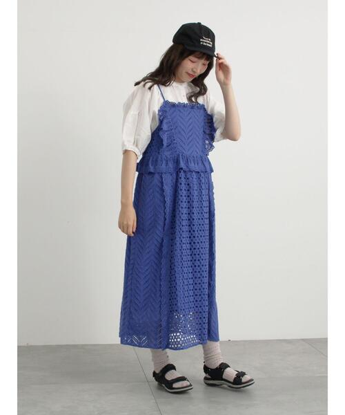 TSUHARU by Samansa Mos2（ツハルバイサマンサモスモス）の「【WEB限定 Sサイズ】オーバーレースキャミワンピース（ワンピース・レディース・ブルー/キナリ/ブラック・M/S）」の13枚目の写真