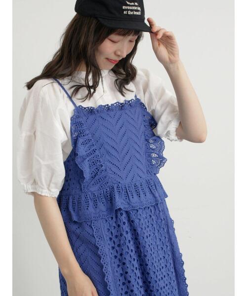 TSUHARU by Samansa Mos2（ツハルバイサマンサモスモス）の「【WEB限定 Sサイズ】オーバーレースキャミワンピース（ワンピース・レディース・ブルー/キナリ/ブラック・M/S）」の16枚目の写真