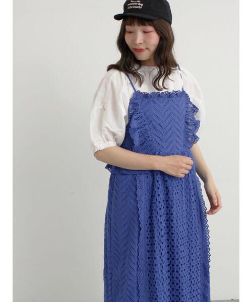 TSUHARU by Samansa Mos2（ツハルバイサマンサモスモス）の「【WEB限定 Sサイズ】オーバーレースキャミワンピース（ワンピース・レディース・ブルー/キナリ/ブラック・M/S）」の17枚目の写真