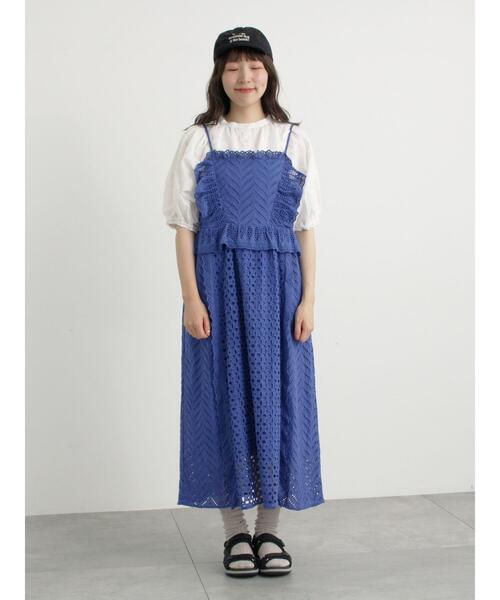 ワンピース　さんまsama セール】【WEB限定 Sサイズ】オーバーレースキャミワンピース