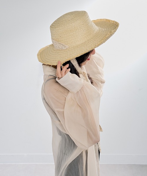 MAISON BREEZE(メゾンブリーズ)の「【MAISON BREEZE】レースリボン付き麦わら帽子 KNF-TP(ハット・レディース・ベージュ/アイボリー・FREE)」の10枚目の写真