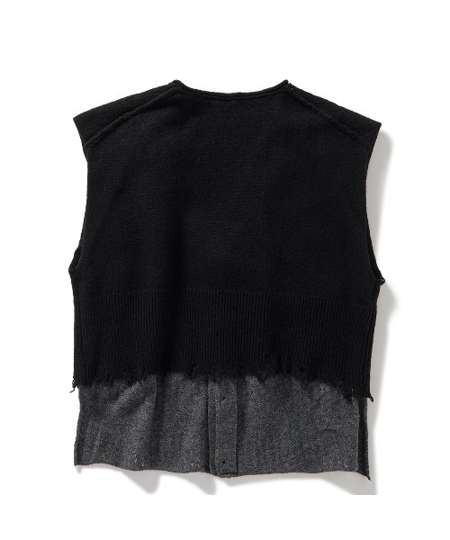 Lambs-wool Layered Knit Vest（Tシャツ/カットソー）｜PERVERZE