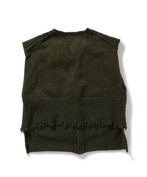 トップス PERVERSE Lambs-wool Layered Knit Vest Lambs-wool Layered Knit Vest/Beige｜PERVERZE | パーバーズの公式