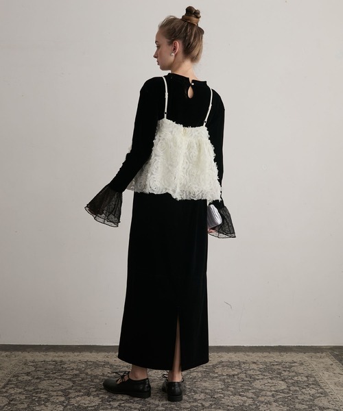 BONLECILL noir（ボンルシールノワール）の「【BONLECILL noir】フラワーチュールキャミソールビスチェ（キャミソール・レディース・ブラック/アイボリー・FREE）」の21枚目の写真