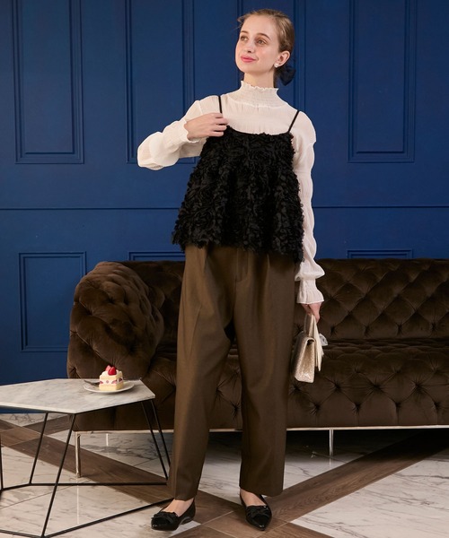 BONLECILL noir（ボンルシールノワール）の「【BONLECILL noir】フラワーチュールキャミソールビスチェ（キャミソール・レディース・ブラック/アイボリー・FREE）」の10枚目の写真