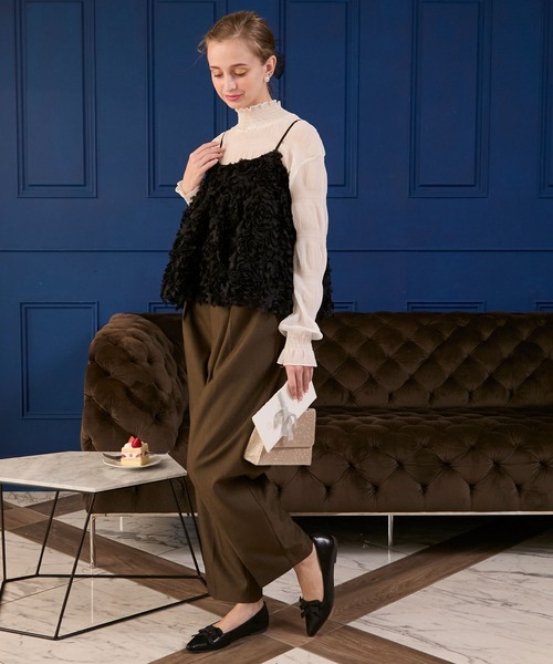 BONLECILL noir（ボンルシールノワール）の「【BONLECILL noir】フラワーチュールキャミソールビスチェ（キャミソール・レディース・ブラック/アイボリー・FREE）」の11枚目の写真