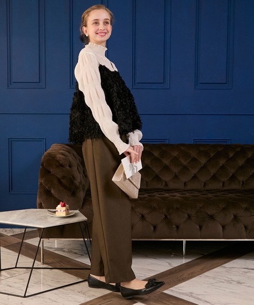 BONLECILL noir（ボンルシールノワール）の「【BONLECILL noir】フラワーチュールキャミソールビスチェ（キャミソール・レディース・ブラック/アイボリー・FREE）」の12枚目の写真