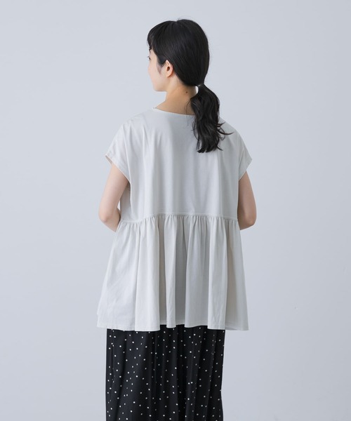 かぐれ（カグレ）の「ウエストギャザーフレンチプルオーバー（Tシャツ/カットソー・レディース・アイボリー/ブラック・FREE）」の5枚目の写真