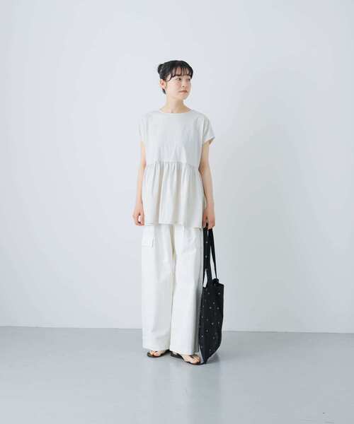 かぐれ（カグレ）の「ウエストギャザーフレンチプルオーバー（Tシャツ/カットソー・レディース・アイボリー/ブラック・FREE）」の11枚目の写真