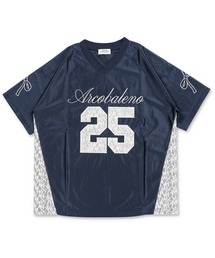半袖ユニフォームTシャツ/レース切り替え/25ロゴ