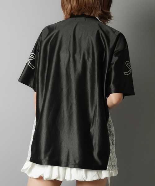 SPINNS（スピンズ）の「半袖ユニフォームTシャツ/レース切り替え/25ロゴ（Tシャツ/カットソー・レディース・ピンク/ブラック/グレー/ネイビー・ONESIZE）」の10枚目の写真