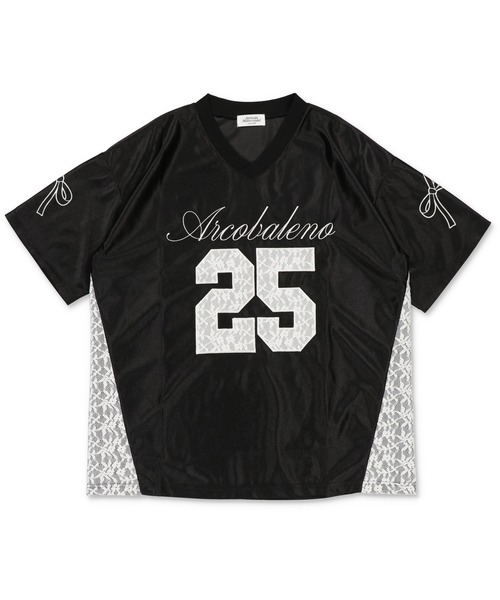SPINNS（スピンズ）の「半袖ユニフォームTシャツ/レース切り替え/25ロゴ（Tシャツ/カットソー・レディース・ピンク/ブラック/グレー/ネイビー・ONESIZE）」の20枚目の写真