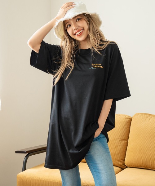 anap mimpi(アナップミンピ)の「SUN & SEA サーフプリントビッグTシャツワンピース(ワンピース・レディース・ブラウン/ブラック/キナリ/ブルー・FREE)」の10枚目の写真