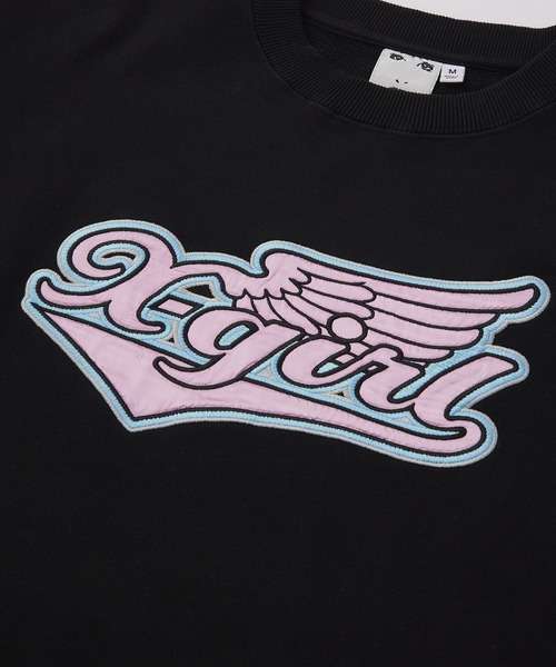 X-girl（エックスガール）の「WING LOGO PATCH CREWNECK SWEAT TOP（スウェット・レディース・アッシュ/ブラック・S/M/L）」の5枚目の写真