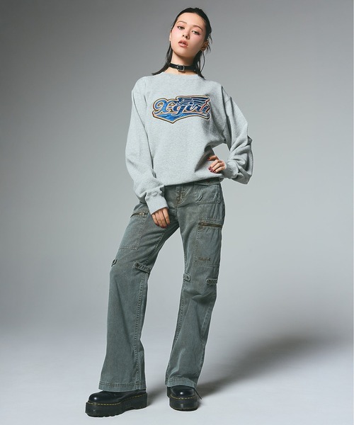 X-girl（エックスガール）の「WING LOGO PATCH CREWNECK SWEAT TOP（スウェット・レディース・アッシュ/ブラック・S/M/L）」の11枚目の写真