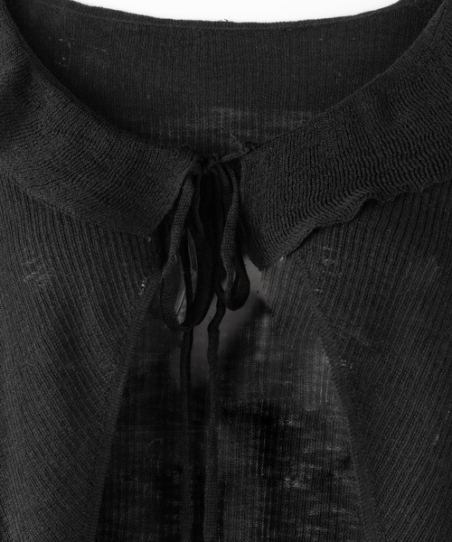 me+em select（ミームセレクト）の「【 ２color 】襟付きフロントリボンシアーニットショートカーディガン ／ collar front ribbon sheer knit short cardigan（カーディガン/ボレロ・レディース・ブラック/ホワイト・FREE）」の9枚目の写真