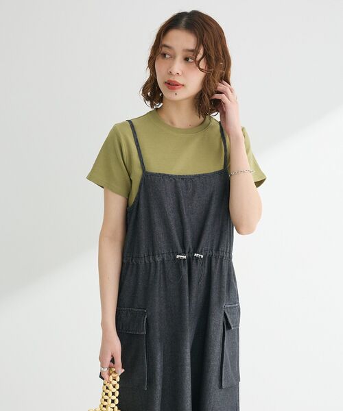 Green Parks(グリーンパークス)の「フライスコンパクトTシャツ(Tシャツ/カットソー・レディース・ブラウン/オフホワイト/その他7/カーキ/ブラック・FREE)」の9枚目の写真