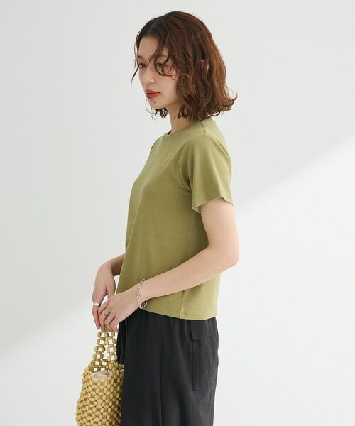 Green Parks(グリーンパークス)の「フライスコンパクトTシャツ(Tシャツ/カットソー・レディース・ブラウン/オフホワイト/その他7/カーキ/ブラック・FREE)」の12枚目の写真