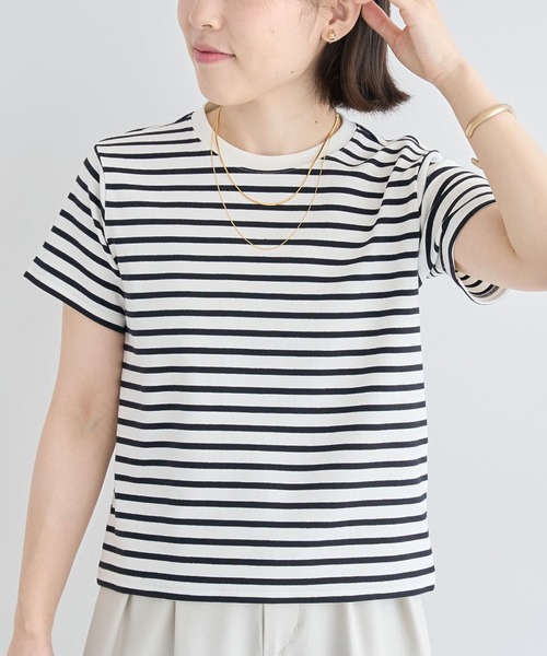 Green Parks(グリーンパークス)の「フライスコンパクトTシャツ(Tシャツ/カットソー・レディース・ブラウン/オフホワイト/その他7/カーキ/ブラック・FREE)」の5枚目の写真