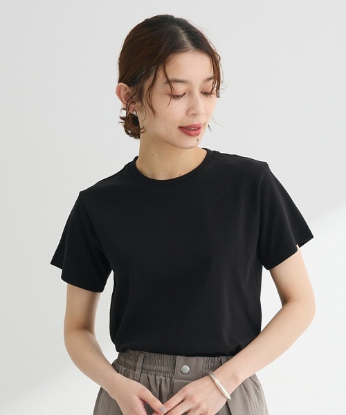 Green Parks(グリーンパークス)の「フライスコンパクトTシャツ(Tシャツ/カットソー・レディース・ブラウン/オフホワイト/その他7/カーキ/ブラック・FREE)」の3枚目の写真