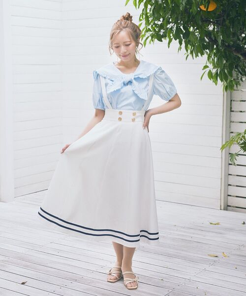 Areeam（アリーム）の「サスペンダー付きマリンスカート（スカート・レディース・オフホワイト/ネイビー・FREE）」の18枚目の写真