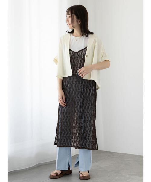 Te chichi TERRASSE(テチチテラス)の「チュールレースキャミワンピース(ワンピース・レディース・オフホワイト/ブラウン/ブラック・F)」の8枚目の写真