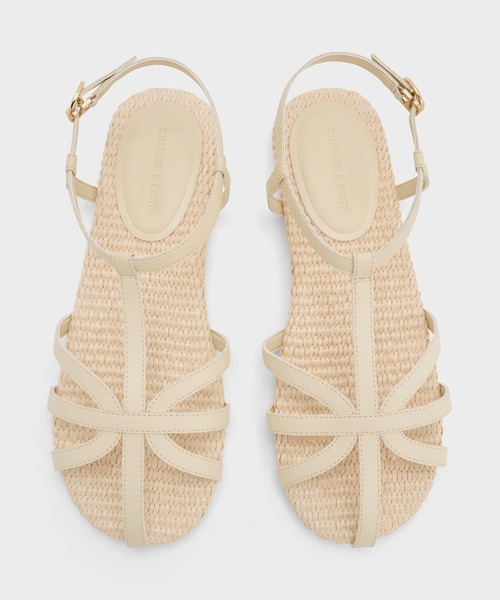 CHARLES & KEITH(チャールズ & キース)の「ストラッピー ラフィアTバーアンクルストラップサンダル(サンダル・レディース・クリーム/オリーブ・22.5cm/23cm/23.5cm/24.5cm/25cm/25.5cm/26.5cm)」の6枚目の写真
