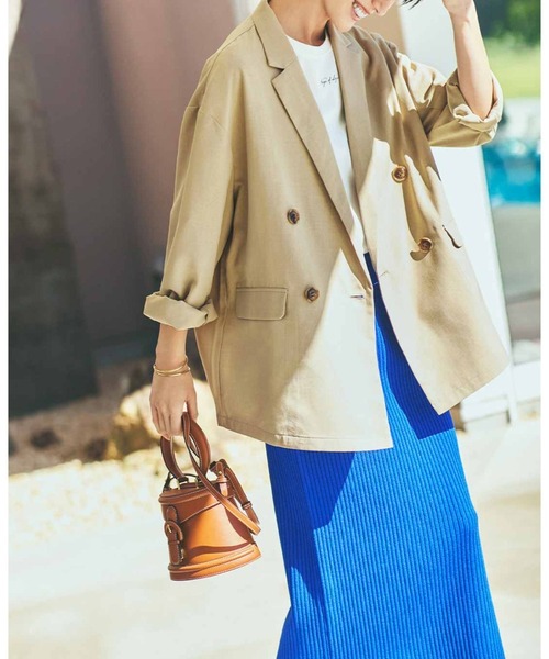 IEDIT（イディット）の「ＩＥＤＩＴ　小森美穂子さんコラボ　接触冷感がうれしいシャリ感リブニットスカート（スカート・レディース・ブルー/チャコールグレー/レッド・M/L/LL/3L/S/4L）」の5枚目の写真