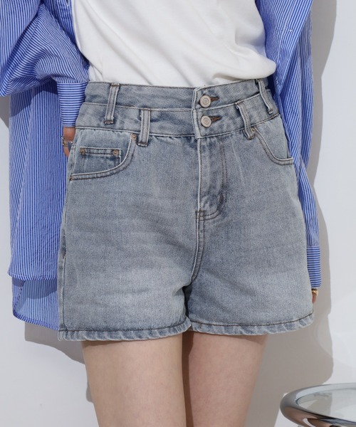 ライトブルー デニム ショートパンツ ミニミニストア miniministore デニムショートパンツレディース