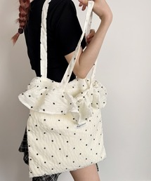 NANAHACHI（ナナハチ）の「小花柄 フリル トートバッグ エコバッグ（ショルダーバッグ）」